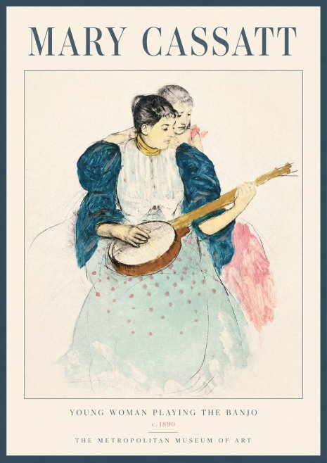 Mary Cassatt Young Woman Playing the Banjo No2 - Plakat