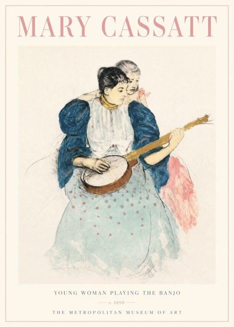 Mary Cassatt Young Woman Playing the Banjo No3 - Plakat