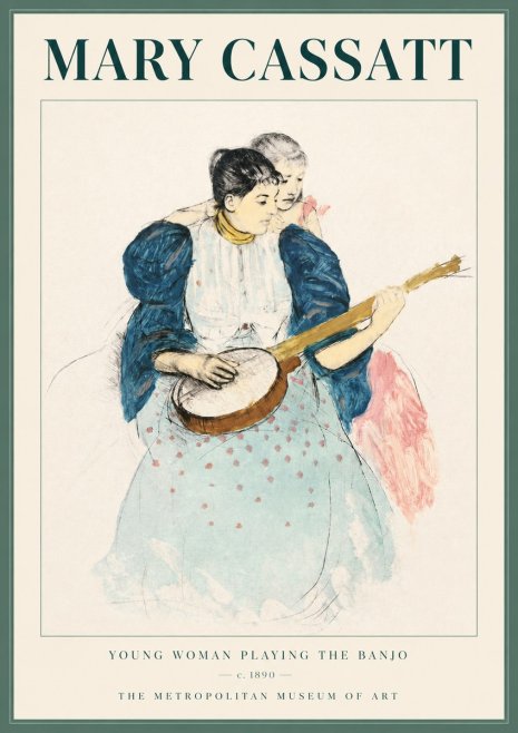 Mary Cassatt Young Woman Playing the Banjo No4 - Plakat