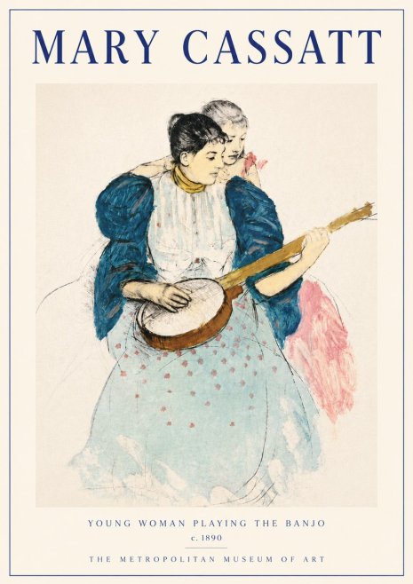 Mary Cassatt Young Woman Playing the Banjo No6 - Plakat
