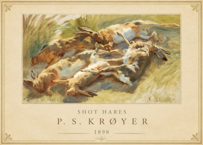 P.S. Krøyer Shot Hares No1 - Plakat