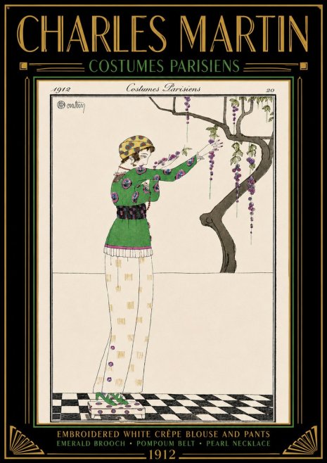 Charles Martin Embroidered White Crêpe Blouse and Pants No4 - Plakat
