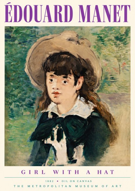 Édouard Manet Girl with a Hat No5 - Plakat