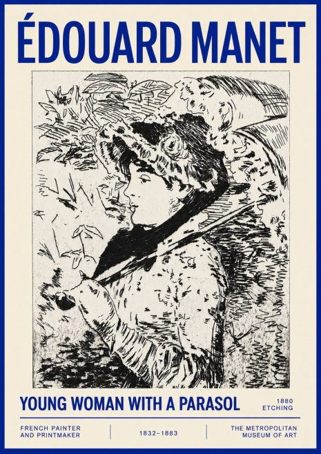 Édouard Manet Young Woman with a Parasol No4 - Plakat