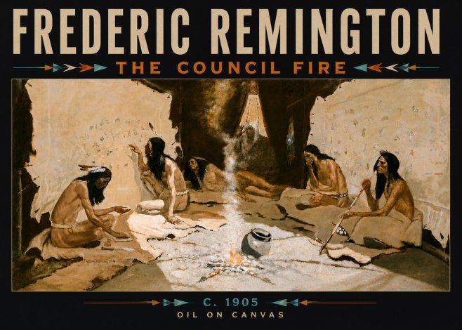 Frederic Remington The Council Fire I No6 - Plakat