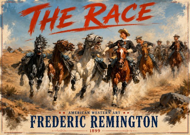 Frederic Remington The Race I No3 - Plakat