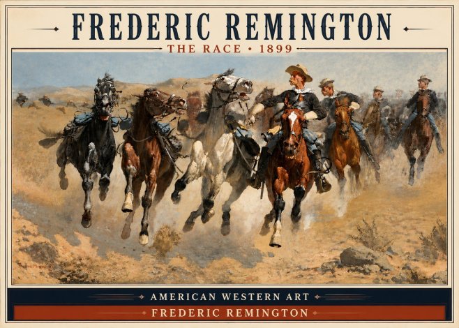 Frederic Remington The Race I No4 - Plakat