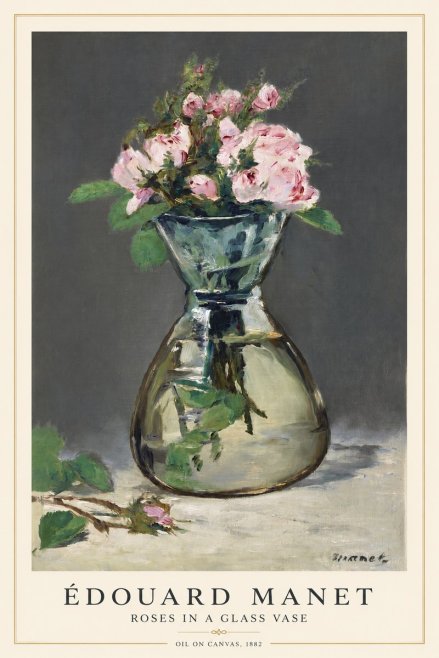 Édouard Manet Roses in a Glass Vase II No1 - Plakat