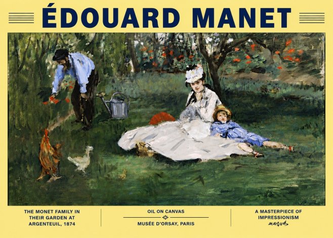 Édouard Manet The Monet Family in Their Garden at Argenteuil, 1874 No6 - Plakat