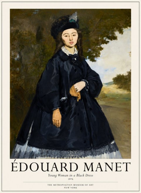 Édouard Manet Young Woman in a Black Dress No1 - Plakat