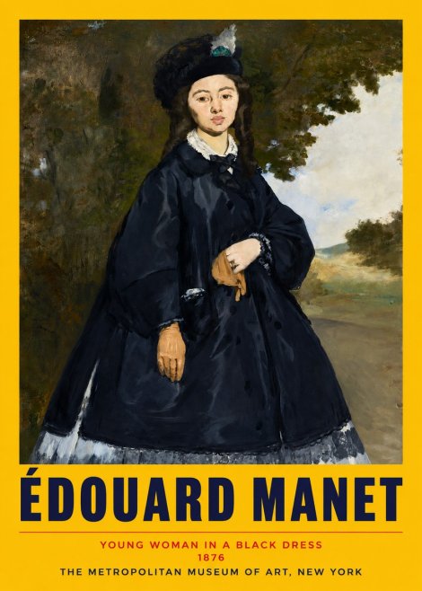 Édouard Manet Young Woman in a Black Dress No2 - Plakat