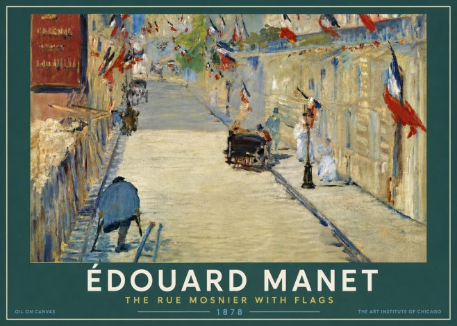 Édouard Manet The Rue Mosnier with Flags No5 - Plakat