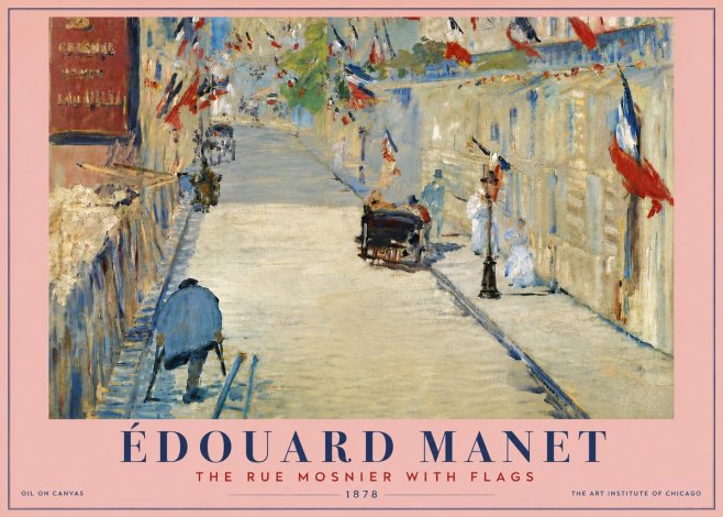 Édouard Manet The Rue Mosnier with Flags No6 - Plakat
