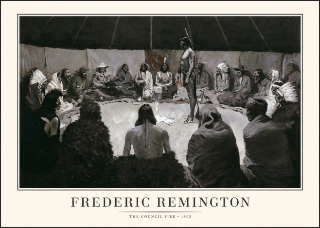 Frederic Remington The Council Fire II No1 - Plakat