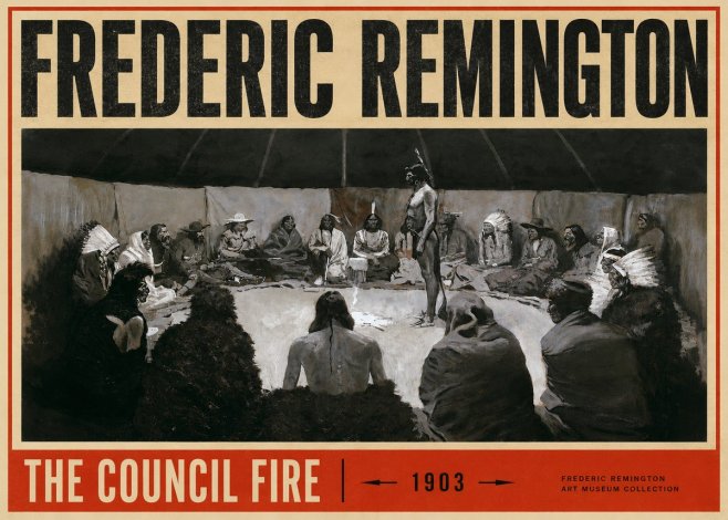 Frederic Remington The Council Fire II No4 - Plakat