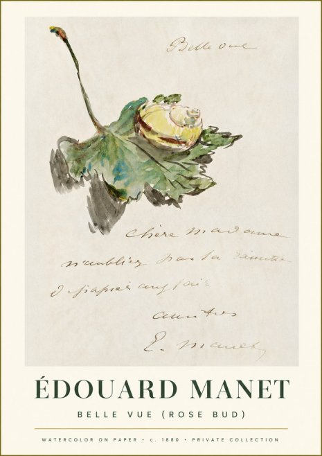 Édouard Manet A Rosebud with Leaf No2 - Plakat