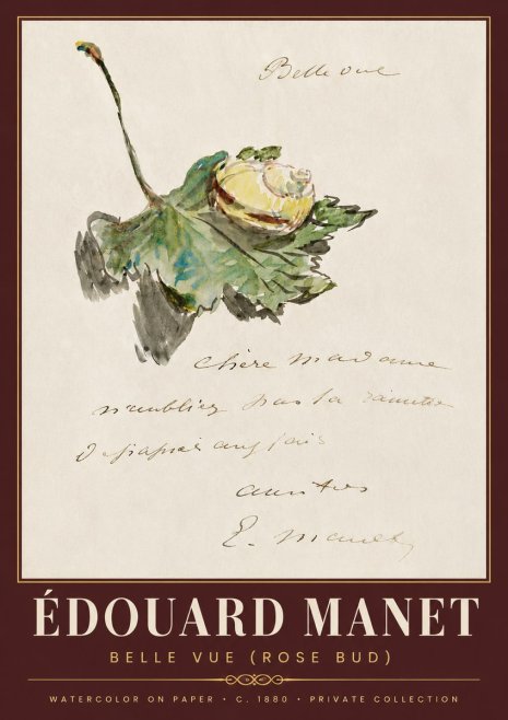 Édouard Manet A Rosebud with Leaf No6 - Plakat