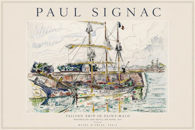 Signac Sailing Ship in Saint-malo No1 - Plakat