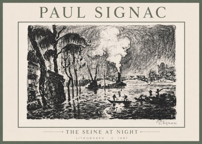 Signac The Seine at Night No6 - Plakat