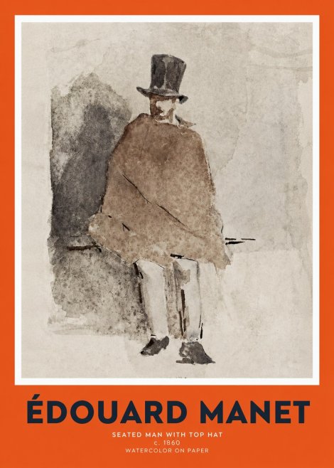 Édouard Manet Seated Man with Top Hat No2 - Plakat