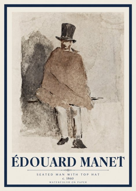 Édouard Manet Seated Man with Top Hat No3 - Plakat