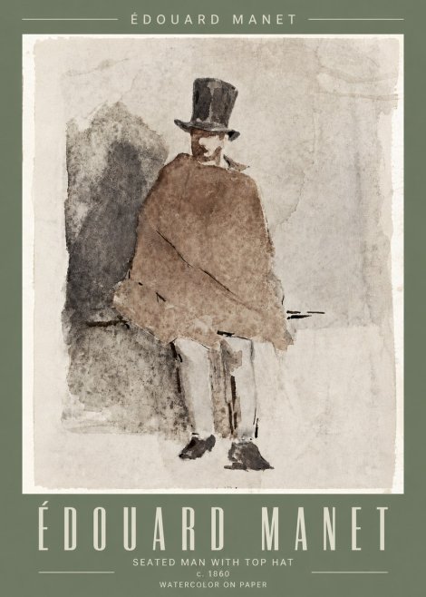Édouard Manet Seated Man with Top Hat No4 - Plakat