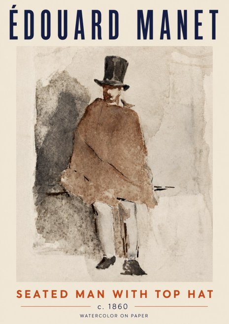 Édouard Manet Seated Man with Top Hat No5 - Plakat