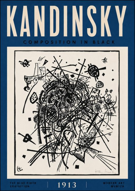 Kandinsky Composition in Black No5 - Plakat