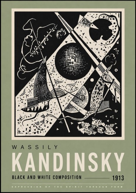 Kandinsky Black and White Composition No4 - Plakat