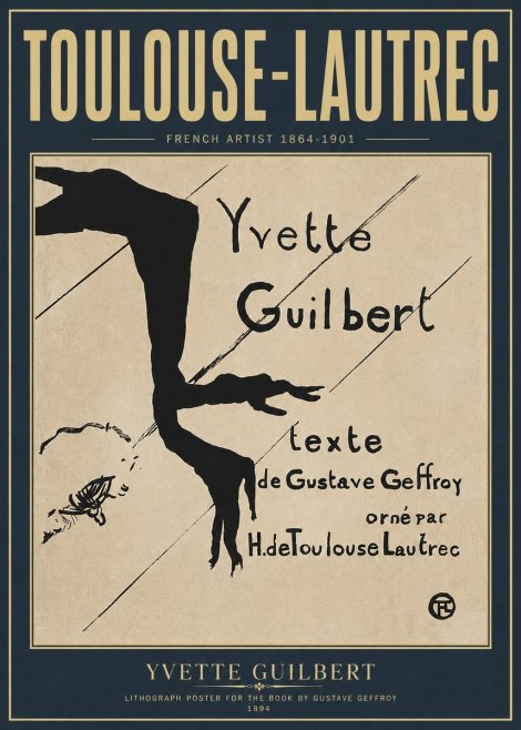 Toulouse-Lautrec Yvette Guilbert No6 - Plakat