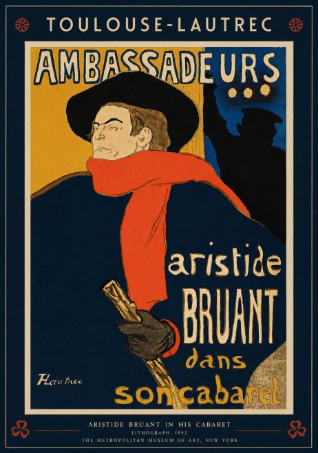 Toulouse-Lautrec Aristide Bruant in His Cabaret No2 - Plakat