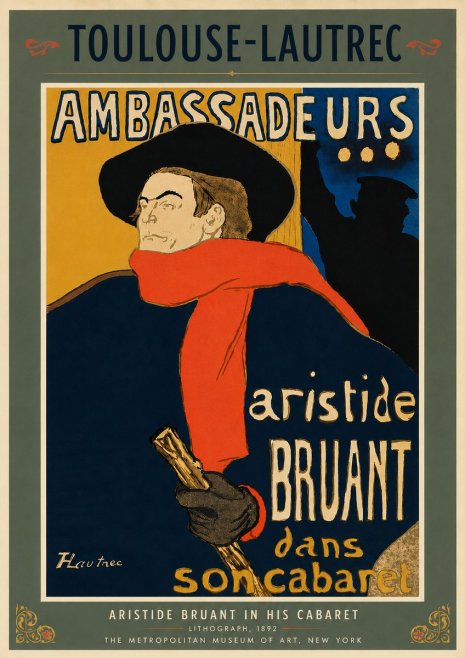 Toulouse-Lautrec Aristide Bruant in His Cabaret I No5 - Plakat