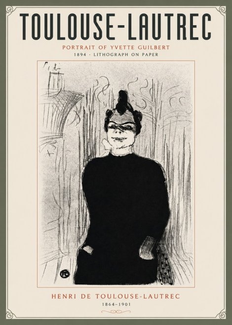 Toulouse-Lautrec Portrait of Yvette Guilbert No5 - Plakat