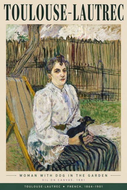 Toulouse-Lautrec Woman with Dog in the Garden No3 - Plakat