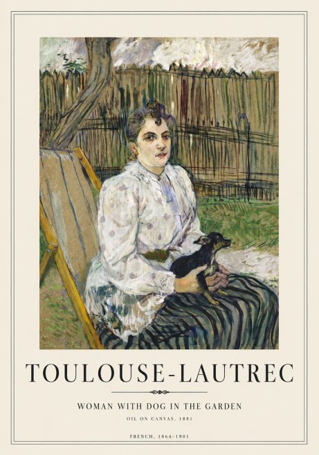 Toulouse-Lautrec Woman with Dog in the Garden No4 - Plakat