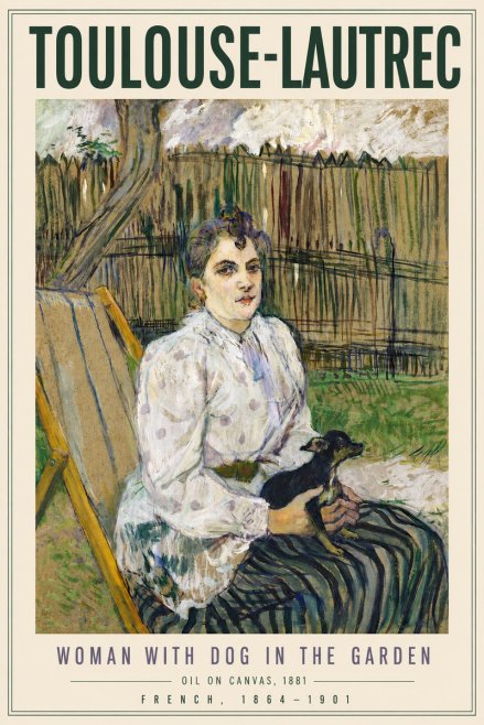 Toulouse-Lautrec Woman with Dog in the Garden No6 - Plakat