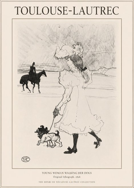 Toulouse-Lautrec Young Woman Walking Her Dogs No1 - Plakat