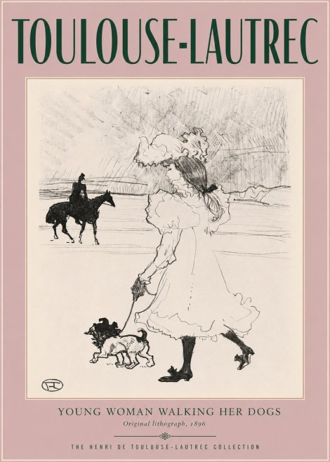 Toulouse-Lautrec Young Woman Walking Her Dogs No2 - Plakat