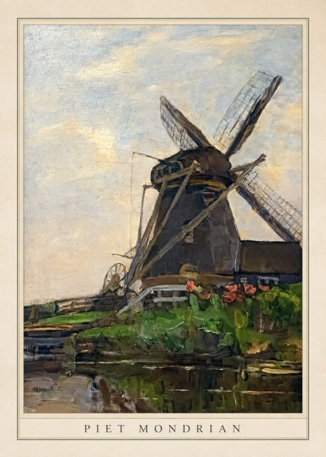 Piet Mondrian Windmill by the Water I No4 - Plakat