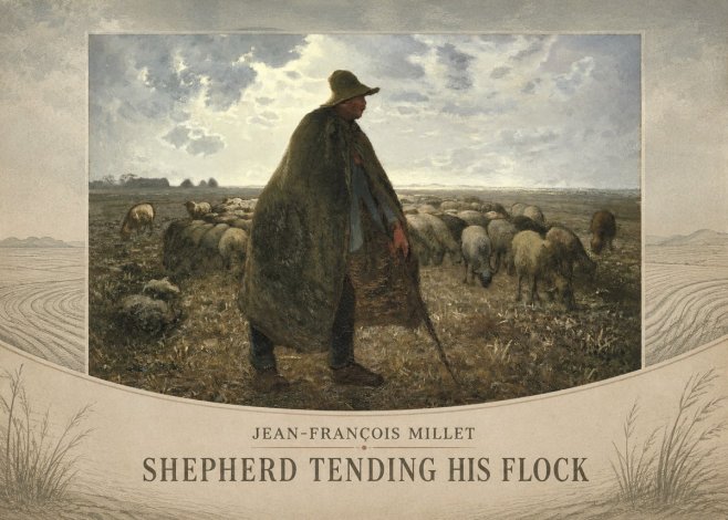 Jean-François Millet Shepherd Tending His Flock No3 - Plakat