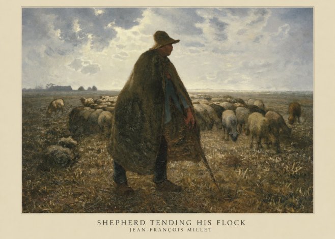 Jean-François Millet Shepherd Tending His Flock No5 - Plakat