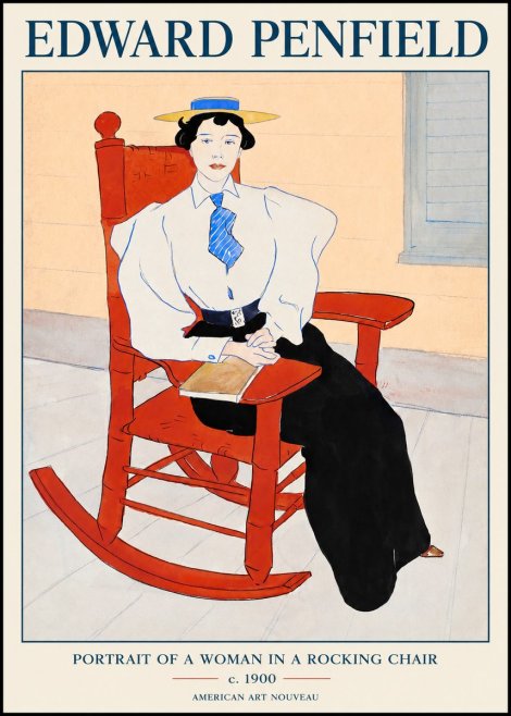 Edward Penfield Portrait of a Woman in a Rocking Chair No1 - Plakat