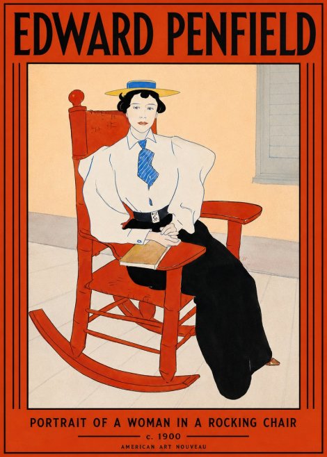 Edward Penfield Portrait of a Woman in a Rocking Chair No2 - Plakat