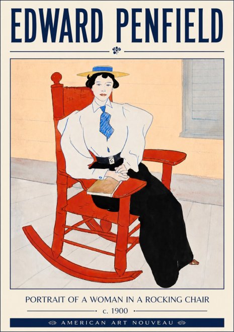 Edward Penfield Portrait of a Woman in a Rocking Chair No4 - Plakat