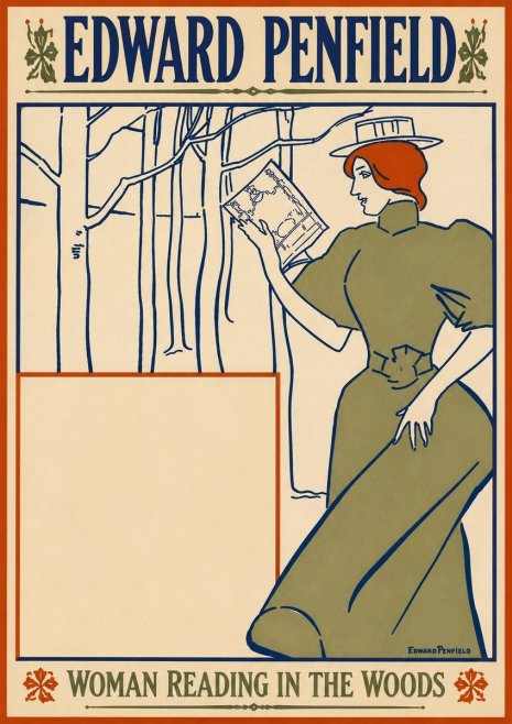 Edward Penfield Woman Reading in the Woods No5 - Plakat