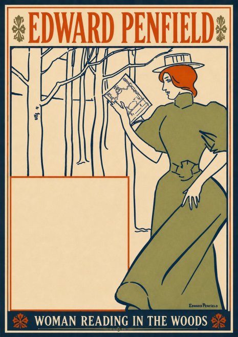 Edward Penfield Woman Reading in the Woods No6 - Plakat