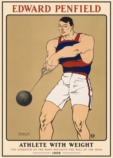 Edward Penfield Athlete with Weight No1 - Plakat