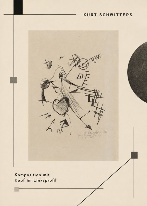 Kurt Schwitters Komposition Mit Kopf Im Linksprofil No2 - Plakat