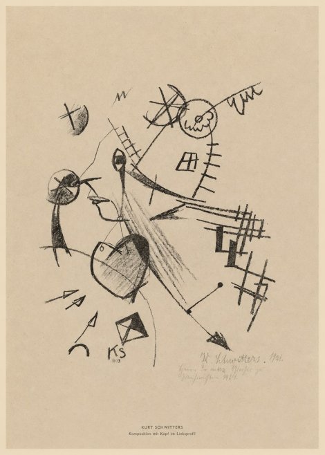 Kurt Schwitters Komposition Mit Kopf Im Linksprofil No5 - Plakat