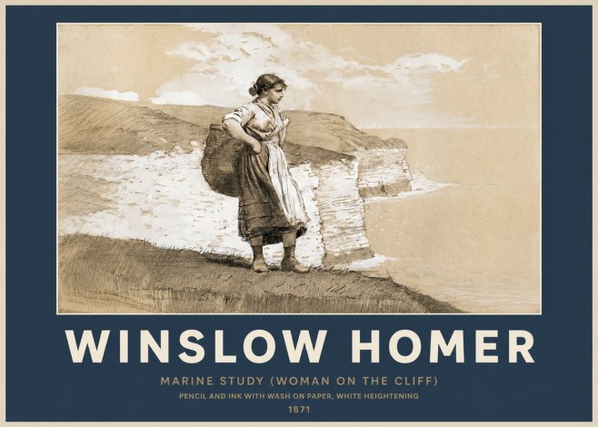 Winslow Homer Marine Study (Woman on the Cliff) No2 - Plakat
